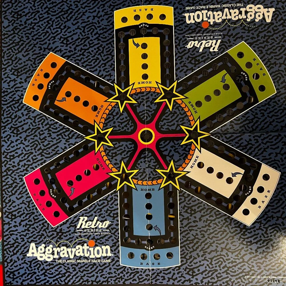 Hasbro Gaming Retro Series Aggravation board game. Marbles Dice race home.